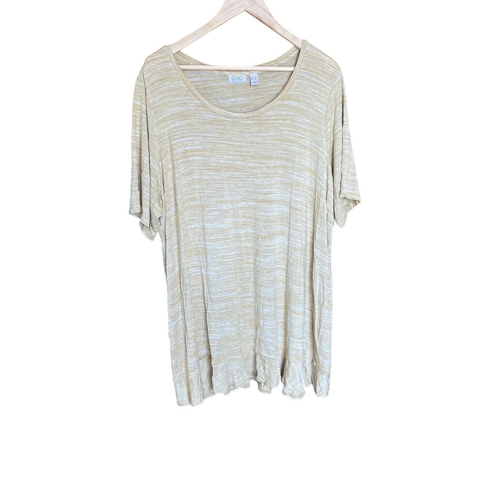 LOGO by Lori Goldstein Yellow Marled Tunic Top Plus 3X